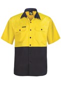 LIGHTWEIGHT HI VIS SHORT SLEEVE VENTED COTTON DRILL SHIRT