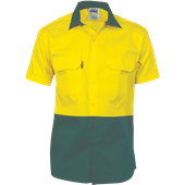HiVis Two Tone Cotton Drill Shirt  Short Sleeve