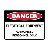 Electrical Equipment Authorised Personnel Only Self Adhesive Vinyl H90mm x W125mm