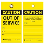 Caution Out Of Service Tags 25 per packet