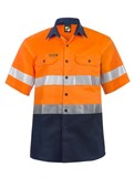 HI VIS TWO TONE SHORT SLEEVE COTTON DRILL SHIRT WITH CSR REFLECTIVE TAPE