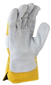 Grey split palm yellow cotton back glove