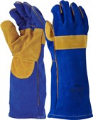 Blue  Gold Welders Gauntlet Reinforced  CrossStitched