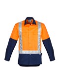 MENS HI VIS SPLICED INDUSTRIAL SHIRT  SHOULDER TAPED