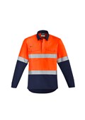 MENS ORANGE FLAME HRC 2 HOOP TAPED CLOSED FRONT SPLICED SHIRT