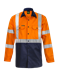 HI VIS TWO TONE FRONT LONG SLEEVE COTTON DRILL SHIRT WITH X PATTERN CSR REFLECTIVE TAPE